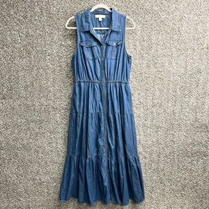 MICHAEL Michael Kors Blue Sleeveless Denim Maxi Dress